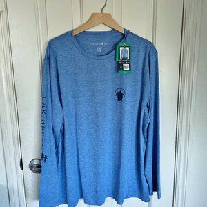NEW Men Caribbean Joe Long Sleeve Sun Protection Tee NWT XL UPF Sea Turtle